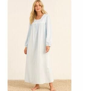 Vintage Oscar De La Renta Baby Blue Satin Lace Granny Cottage Core Night Gown